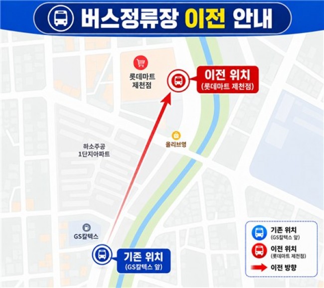 제천시, 하소동 고속버스 중간정류장 8월 1일부터 이전 운영